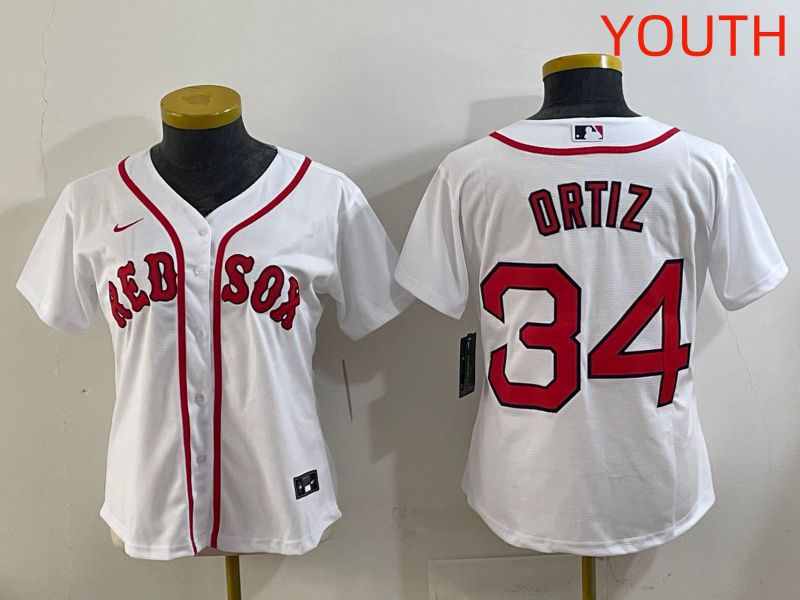 Youth 2025 Boston Red Sox #34 Ortiz White Game Nike MLB Jersey style 1